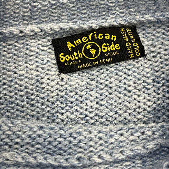 🔥American South Side Baby Blue Alpaca Mock Neck Knit Sweater - Picture 3 of 7